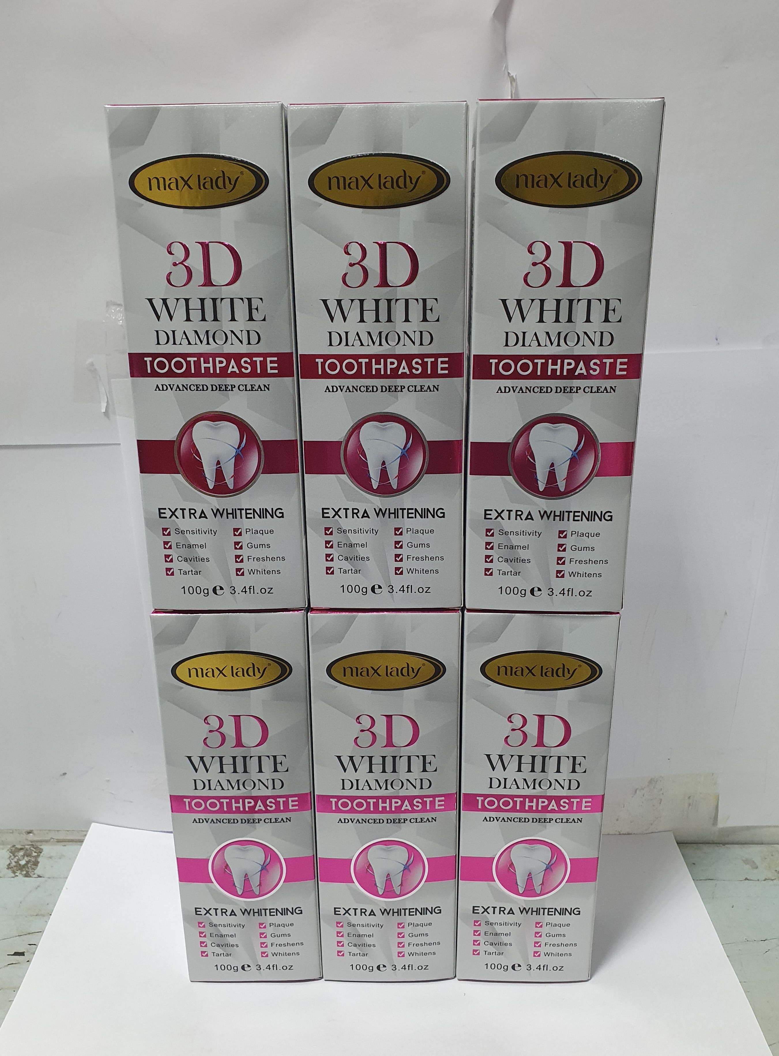 3D WHITE DIAMOND TOOTHPASTE 6 PCS ASSORTED (6X100 G)