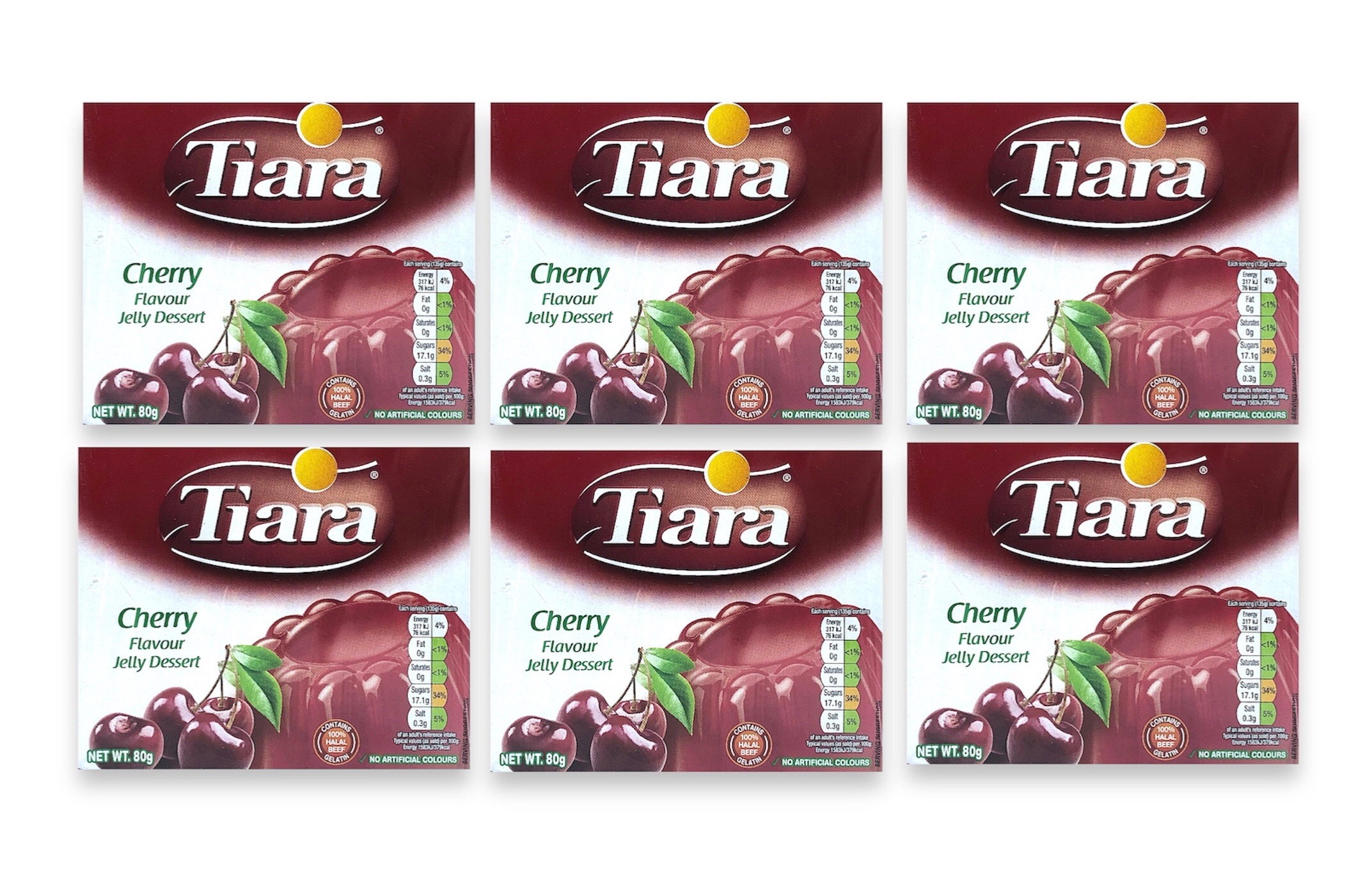 (FOOD) TIARA CHERRY FLAVOUR JELLY DESSERT (6 X 80 G)