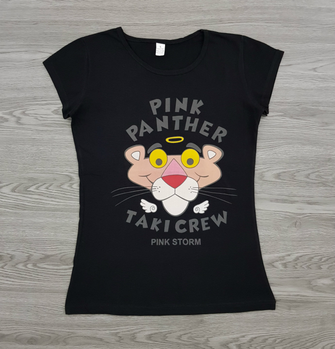 PINK PANTHER Ladies T-Shirt (BLACK) (S - M - L - XL)