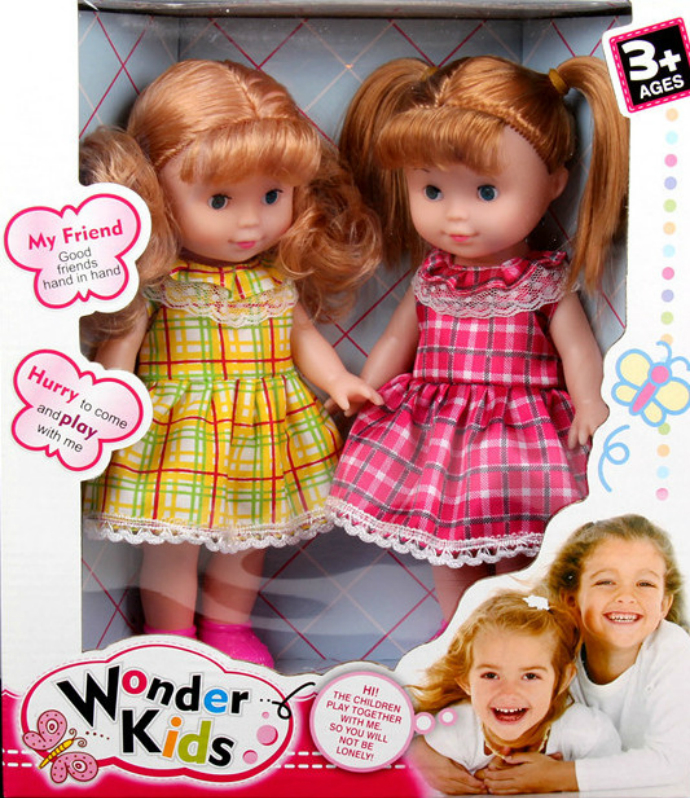 WONDER KIDS 2 Pcs Dolls Toys Pack (YELLOW - PINK) (27 Ã— 31 CM)