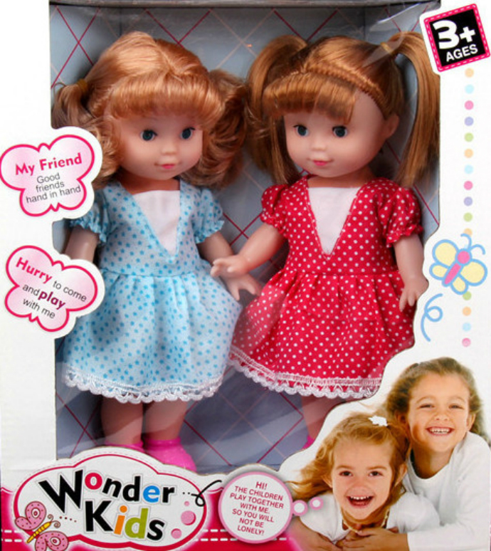 WONDER KIDS 2 Pcs Dolls Toys Pack (LIGHT BLUE - RED) (27 Ã— 31 CM)