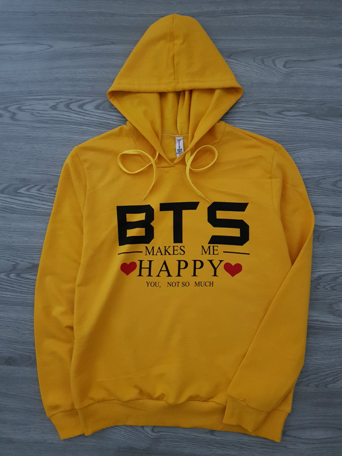 BTS COLLECTION Ladies Sweat Shirt Printed Hoodie (YELLOW) (S - M - L - XL)