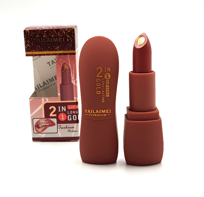 TAILAIMEI PROFESSIONAL 2 In 1 Lipstick Long Lasting Gold Sequins (NO.01) (Exp: 11.2023) (FRH)
