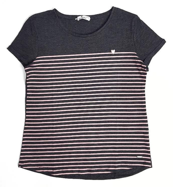 TOM TAILOR Ladies T-Shirt (GRAY - PINK) (S - M - L - XL)