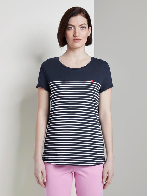 TOM TAILOR Ladies T-Shirt (NAVY - WHITE) (XS - S - M - L - XL)