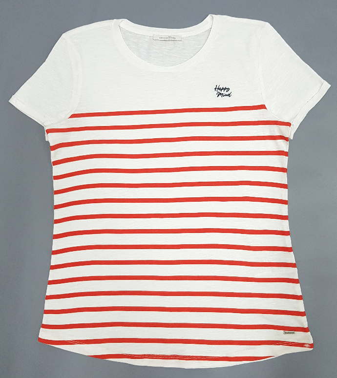 TOM TAILOR Ladies T-Shirt (RED - WHITE) (XS - M - L)