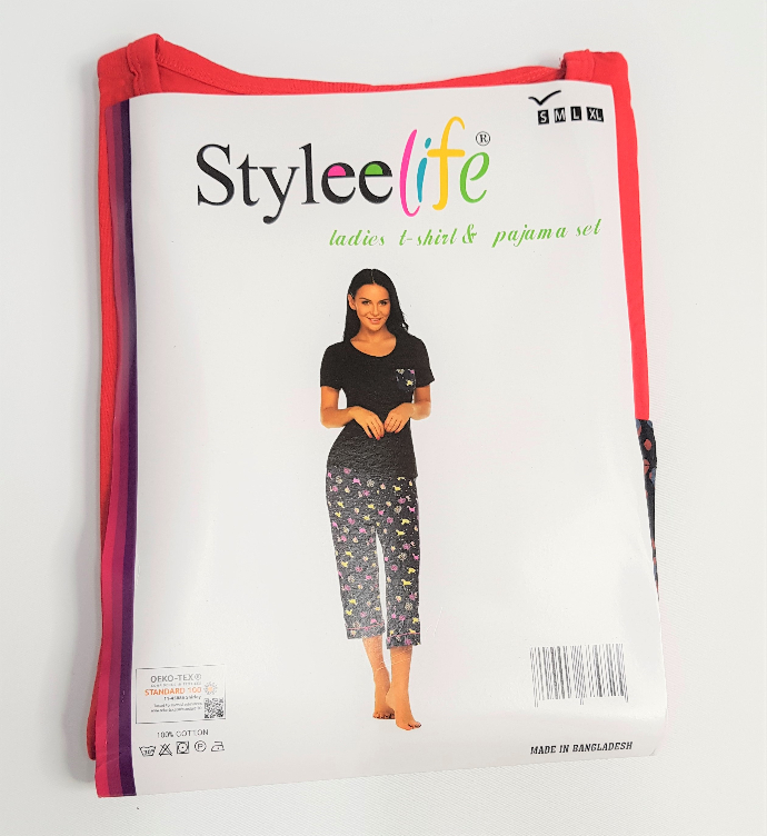 STYLEE LIFE Ladies 2 Pcs Pyjama Set (RED - BLACK) (S - M - L - XL)