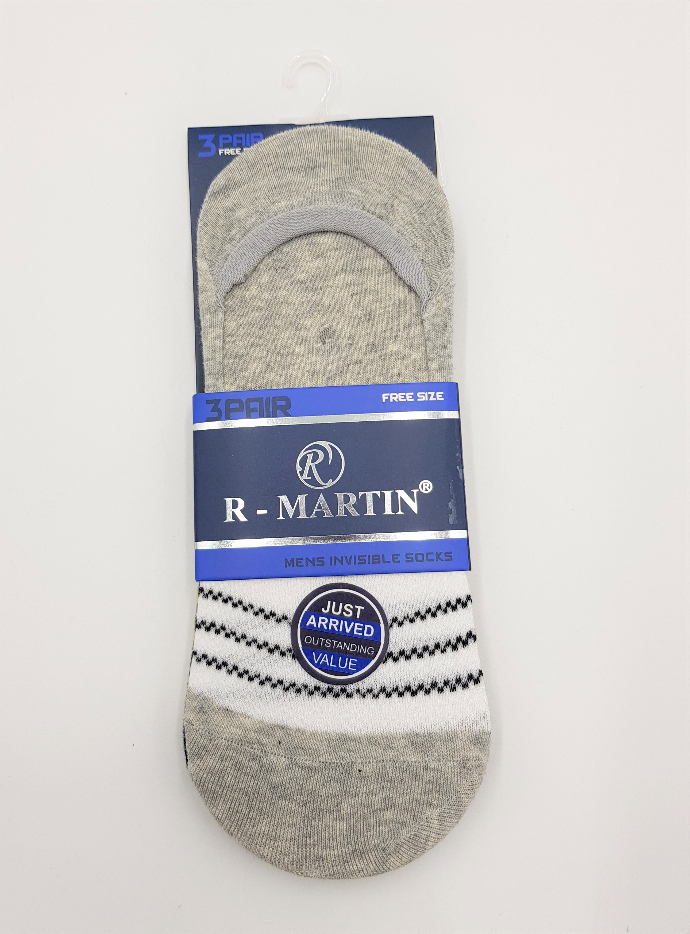 R-MARTIN Mens Loafer Socks 3 Pcs Pack (RANDOM COLOR) (FREE SIZE)