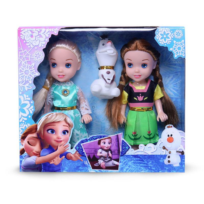 3 pcs/set Princess frozen 2 Anna Elsa Dolls with box For Girls Toys Princess (GREEN - LIGHT BLUE) (ONE SIZE)