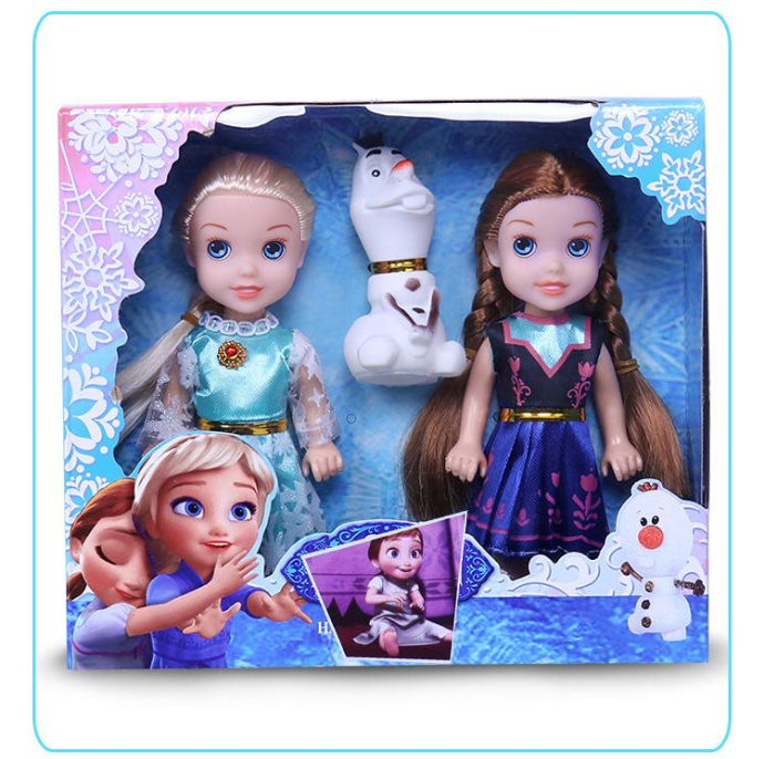 3 pcs/set Princess frozen 2 Anna Elsa Dolls with box For Girls Toys Princess (NAVY - LIGHT BLUE) (ONE SIZE)