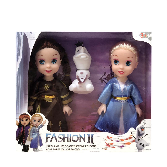 3 pcs/set Princess frozen 2 Anna Elsa Dolls with box For Girls Toys Princess (BROWN - BLUE) (ONE SIZE)