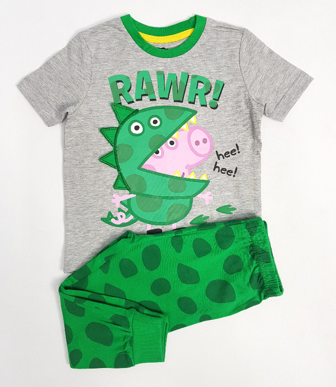 PEPPA PIG Boys 2 Pcs Pyjama Set (GREEN - GRAY) (18 Month to 8 Years)