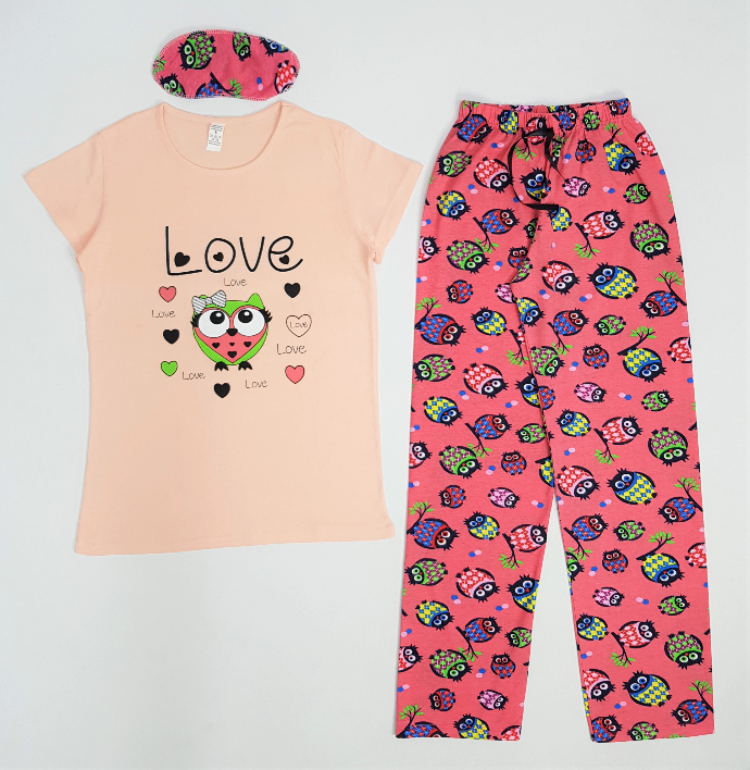 LOVE YOU Ladies Turkey 3 Pcs Pyjama Set (PINK) (S - M - L - XL)