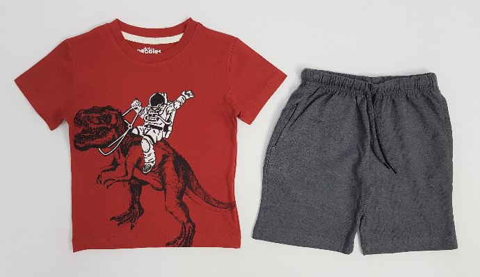 PEBBLES Boys 2 Pcs Shorty Set (RED -GRAY) (2 to 10 Years)