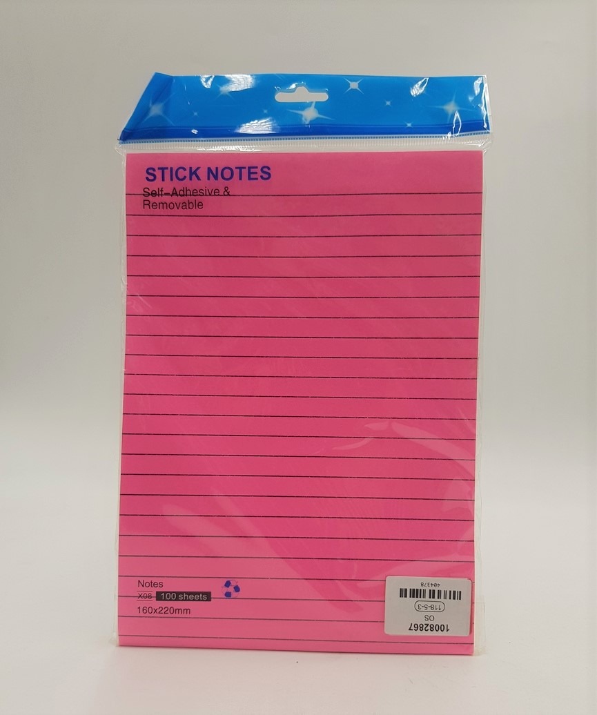 Stick Note Pad 100 Sheets 160x220mm 4 neon