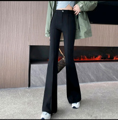 [DS][IZZA][180-280-0] SLACKS FOR WOMEN HIGH WAISTED SLIM FITTING CLEAN GIRL BLACK  FLARE PANTS