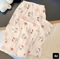 [BKK][PEG][74-150-0]Mall Long Pants with Cute Patterns, Soft Fabric, Stretchy, Won't Pill, Pajamas, Casual Wear, Free Size S-XXL