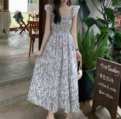 [BKK][PEG][91-150-0]Long Dress with Flower Sleeve Lace, Long Pleated Skirt Set, Makes You Look Very Slim, Women's Clothing...