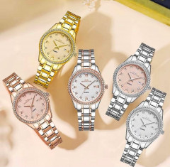 [AI10] MOROTIM Fashion Crystal Case Gift Watch For Women Stainless Steel Calendar