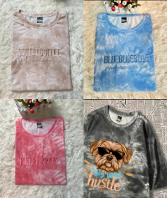 [AI53] OVERSIZED THIN T-SHIRT UNIISEX TIE-DYE PIN PRINT KOREAN STREET FASHION