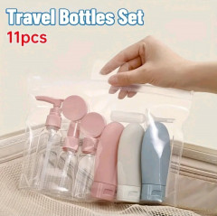 [AI62] 11-PIECE SET PORTABLE REFILLABLE BOTTLE TRAVEL SET TOILETRIES EMPTY BOTTLES