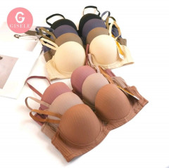[AI70] GISELE WOMENS PUSH-UP WIRED NYLON BRA STRETCHABLE & ADJUSTABLE STRAP CUP B