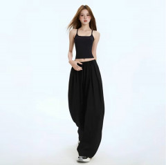 [AI110] VISUKING WOMENS SUIT HALTER TOP WIDELEG BAGGY HIGH WAISTED PANTS TERNO