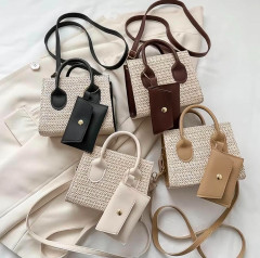 [AI114] CUTE 2IN1 SMALL WOVEN SLING BAG