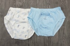 2 Pcs Boys Short (White - Blue) (6 to 9 Months)