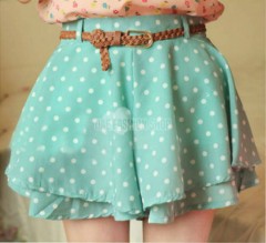 Lady Girl Summer Chiffon Polka Dot Pleated Skirt Mini High Waist Skirt