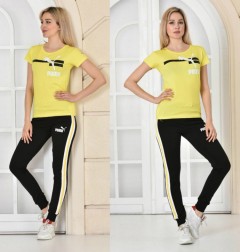 PUMA Ladies T-Shirt And Pants Set (YELLOW - BLACK) (S - M - L - XL)