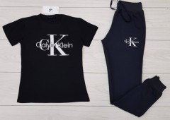 CALVIN KLEIN Ladies T-Shirt And Pants Set (BLACK - NAVY) (S - M - XL - XXL)