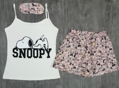 CLM HOMEWEAR Ladies 3 Pcs Set (WHITE - PINK) (MD) (S - M - L - XL) (Made in Turkey)