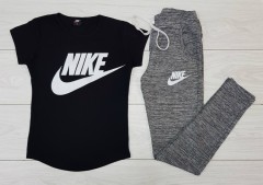 NIKE Ladies T-Shirt And Pants Set (BLACK - GRAY) (MD) (S - M - L - XL) (Made in Turkey)