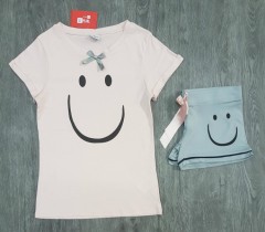 LE PEARL Ladies T-Shirt And Short Set (PINK - GRAY) (LP) (S - M - L - XL) 