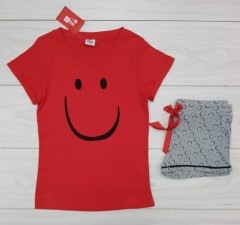 LE PEARL Ladies T-Shirt And Short Set (RED - GRAY) (LP) (S - M - L - XL) 