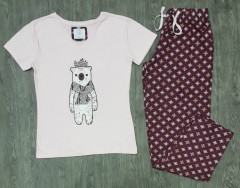 PRIMARK Ladies Pyjama Set (LIGHT PINK - MAROON) (LP) (XS - S- M - L -  XL - XXL)