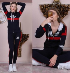 ADIDAS  Turkey Ladies 2 Pcs Sweatshirt + Pant (NAVY) (S - M - L - XL)