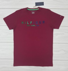 TOMMY - HILFIGER Mens T-Shirt (MAROON) (S - M - L - XL ) 