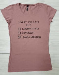 SINSAY Ladies T-Shirt (DARK PINK) (XS - S - M - L - XL)
