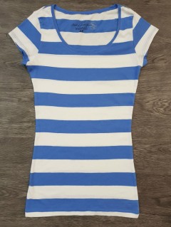 HM  Ladies T-Shirt (BLUE - WHITE) (XS - S - M - L - XL)