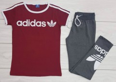 ADIDAS Ladies Turkey 2 Pcs Set (MAROON - GRAY) (S - M - L - XL ) 