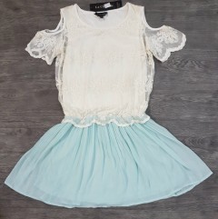 LA CHAPELLE Ladies Dress (WHITE - LIGHT BLUE) (LC) (S - M - L)