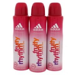 adidas 3pcs adidas Fruity Rhythm Perfumed Deodorant Spray for Women, 150 ml (MOS)