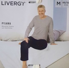 LIVERGY Mens Pyjama Set (GRAY- NAVY) (M - L - XL)