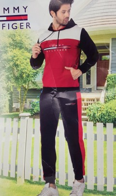 TOMMY HILFIGER Mens Turkey 2 Pcs Hoody + Pant (RED - BLACK) (M - L - XL ) 