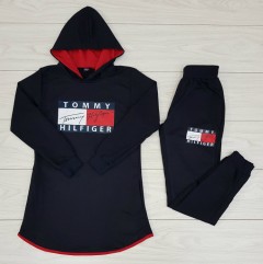 TOMMY HILFIGER  Ladies Turkey 2 Pcs Hoody + Pant (NAVY) (M - L - XL ) 