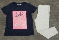 Girls T-Shirt And Pants Set (NAVY - GRAY) (FM) (8 Months to 8 Years)