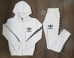 ADIDAS Ladies Turkey 2 Pcs Hoody + Pant (WHITE) (S - M - L - XL)