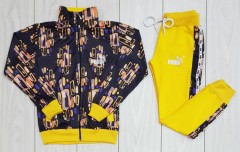 PUMA Ladies Turkey 2 Pcs Sweatshirt + Pant (BLACK - YELLOW) (S)